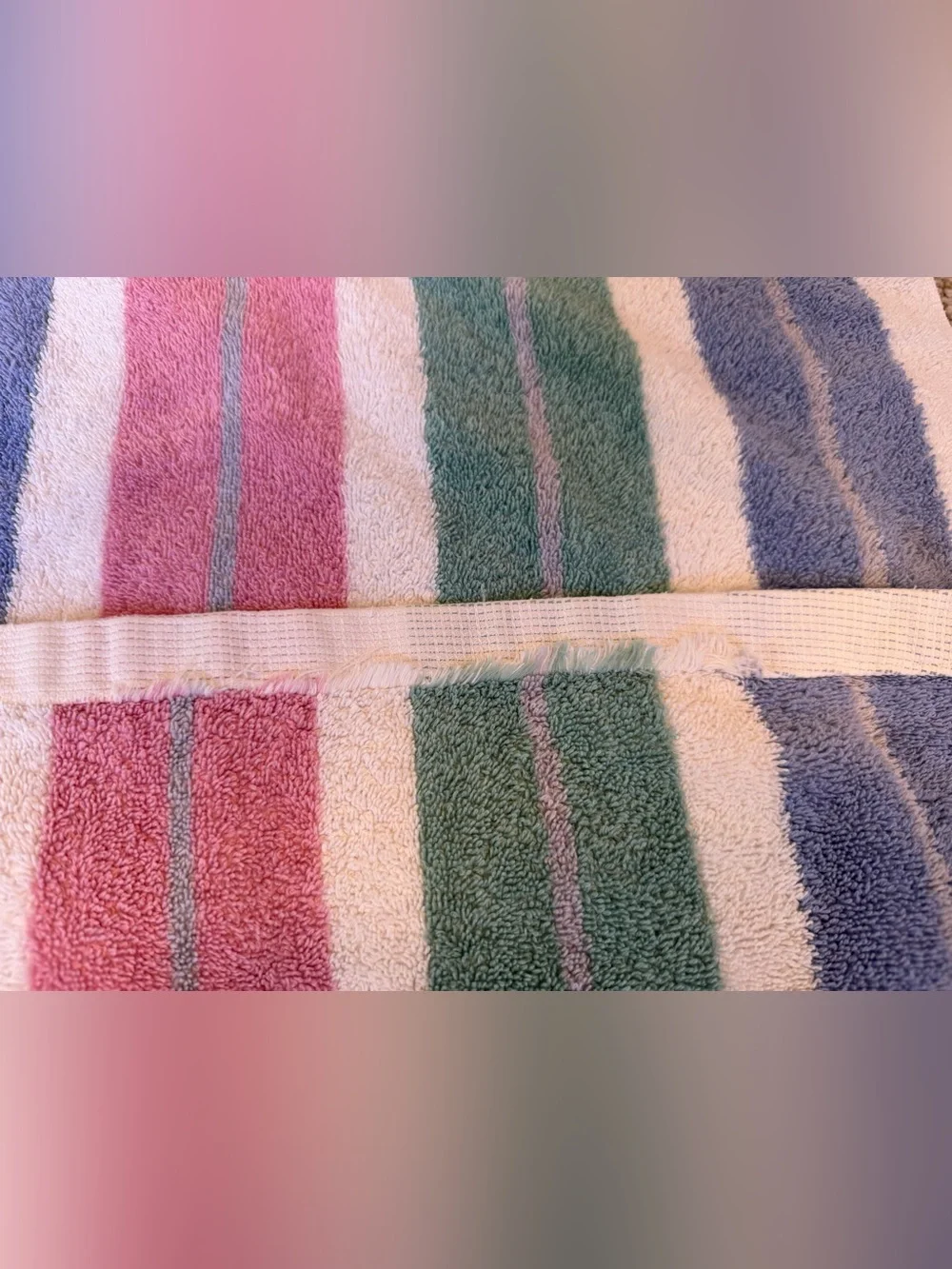 Vintage Striped Terry Bath Towels Set 2 Cannon Multicolor Blue Pink Green